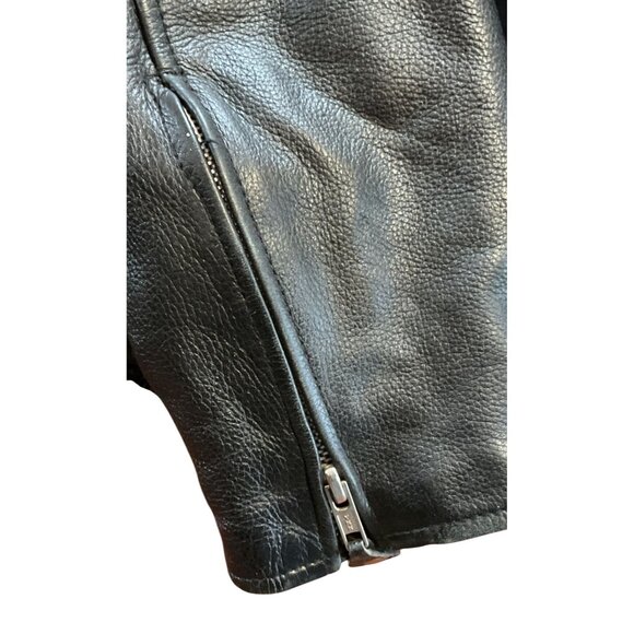Women's Black Genuine Leather Motorcycle Jacket Size M Biker Zip Terminator - Picture 5 of 7